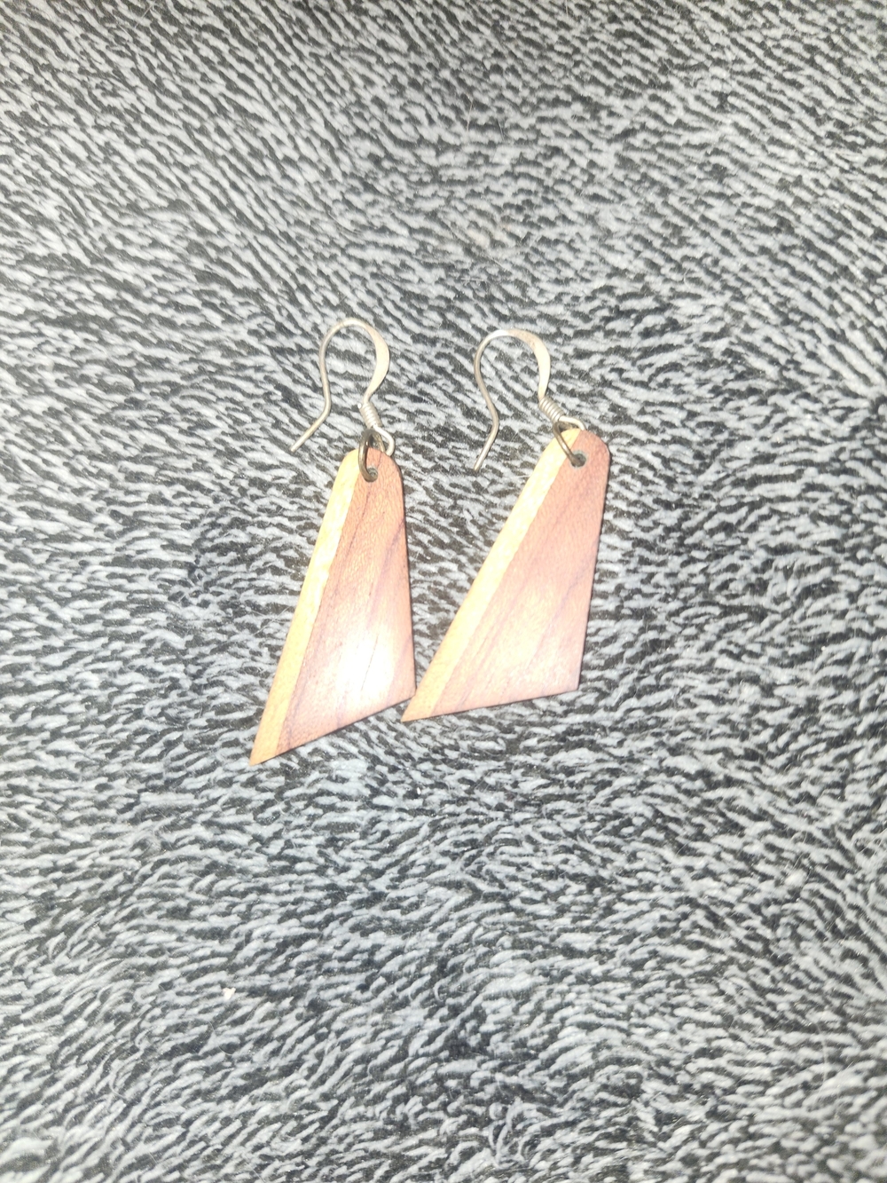 Handcrafted Wood Triangle Drop Earrings - Unbranded